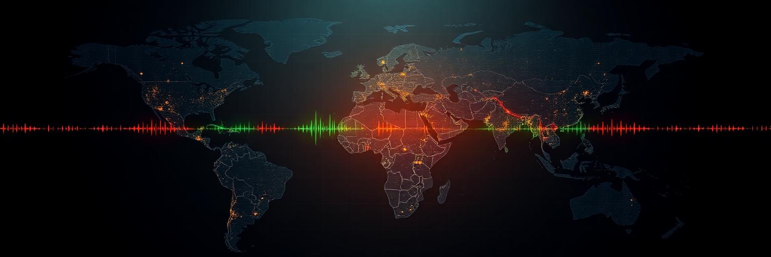 Global threat intelligence map with glowing indicators